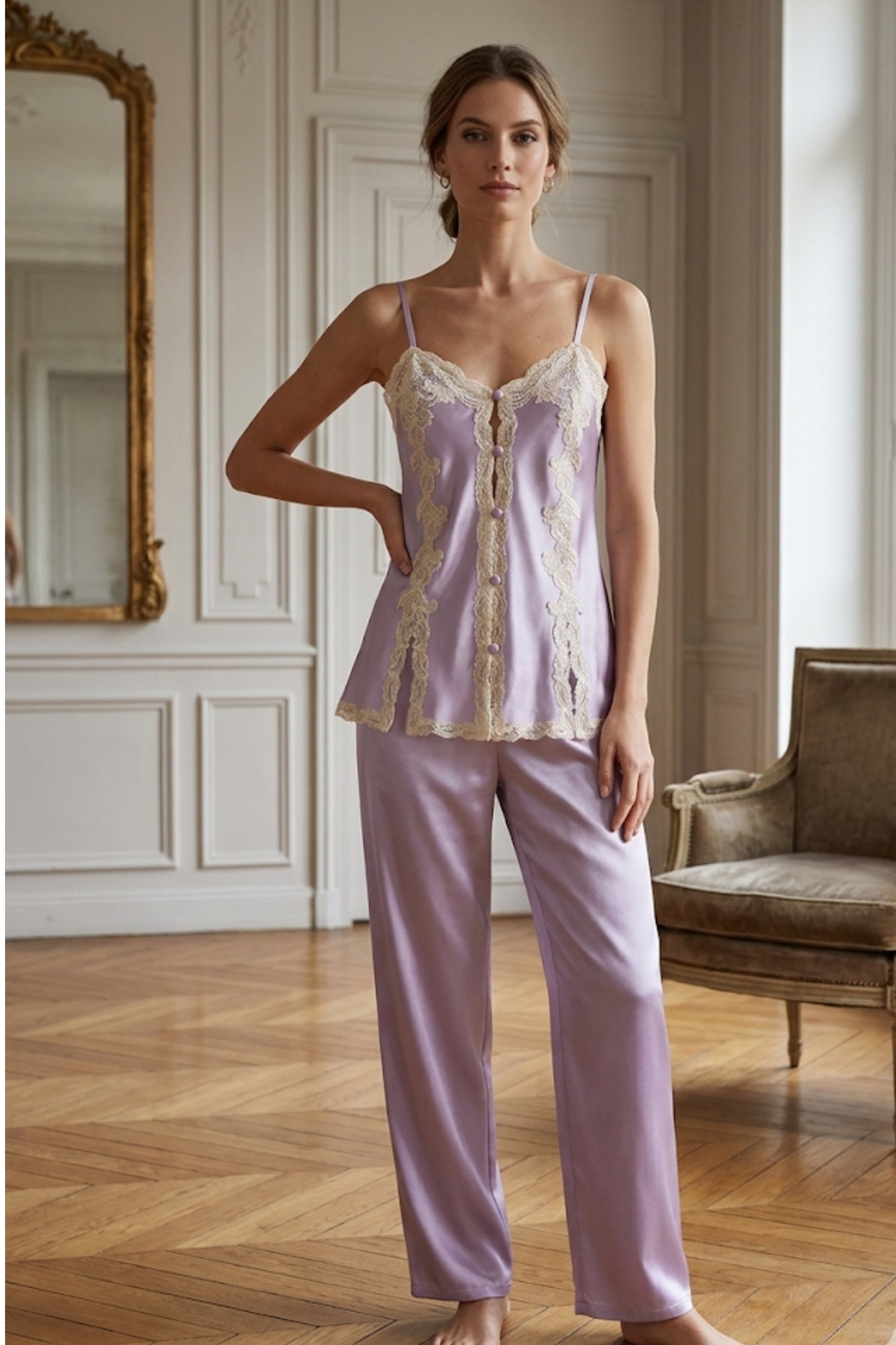 Pyjama soie lavande