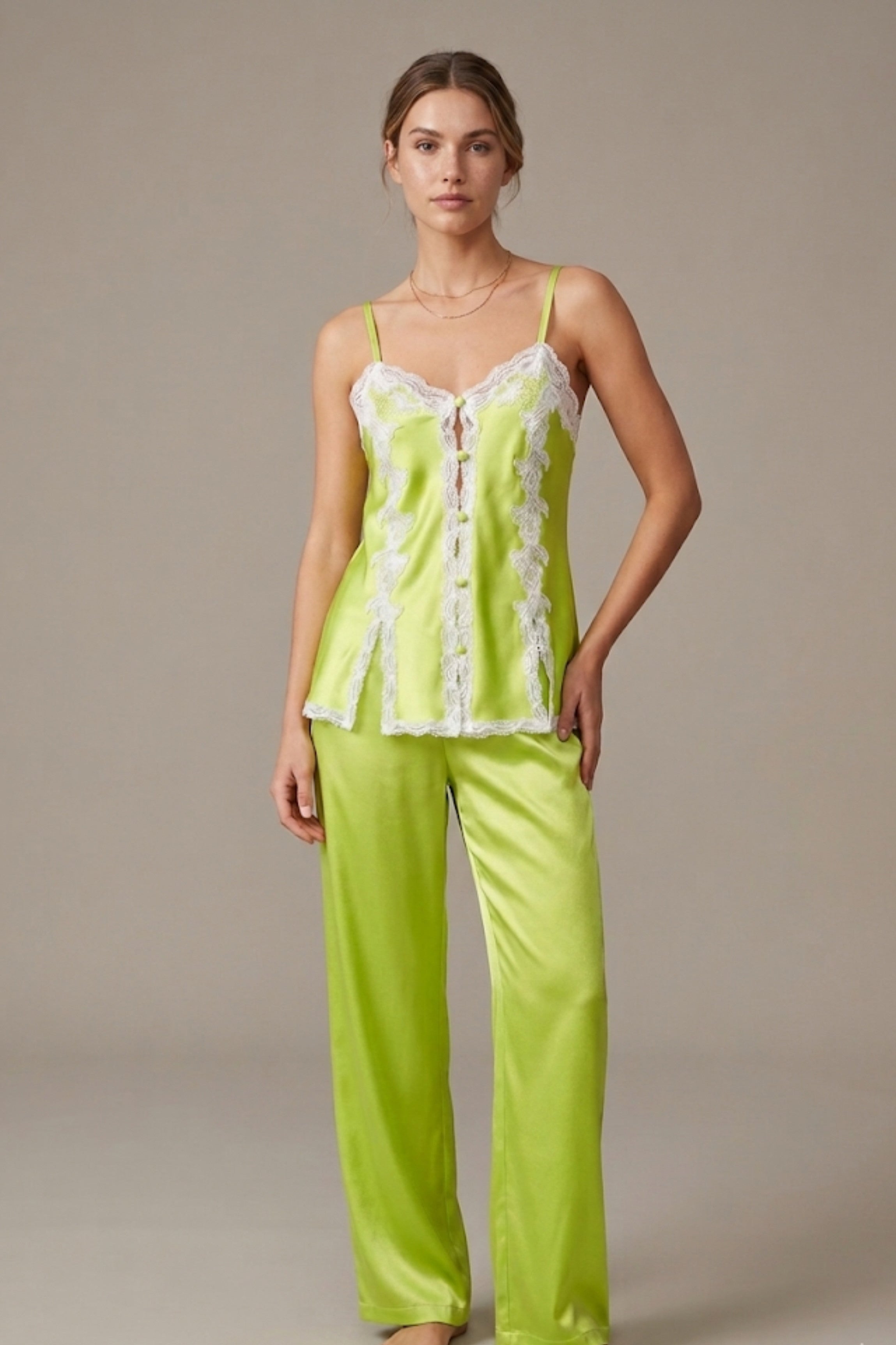 Pyjama soie vert pomme