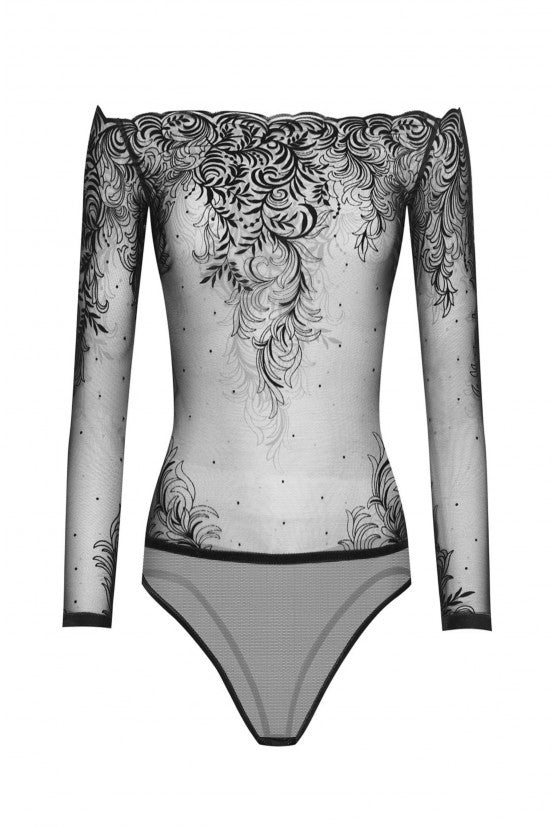 Body ARABESQUE velours floqué noir