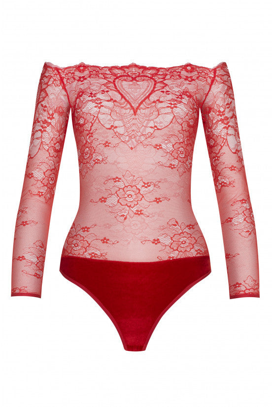 Body COEUR dentelle rouge