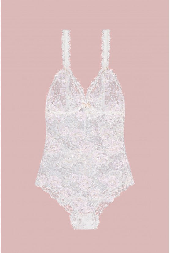 Body dentelle blanche et rose