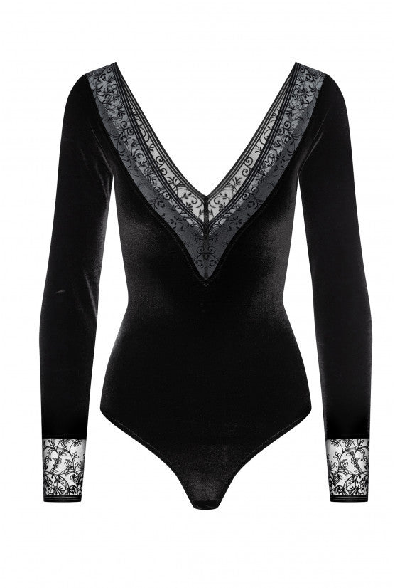 Body décolleté velours noir