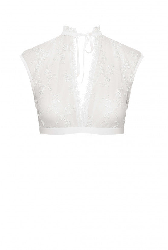Boléro brodé fleurette blanc