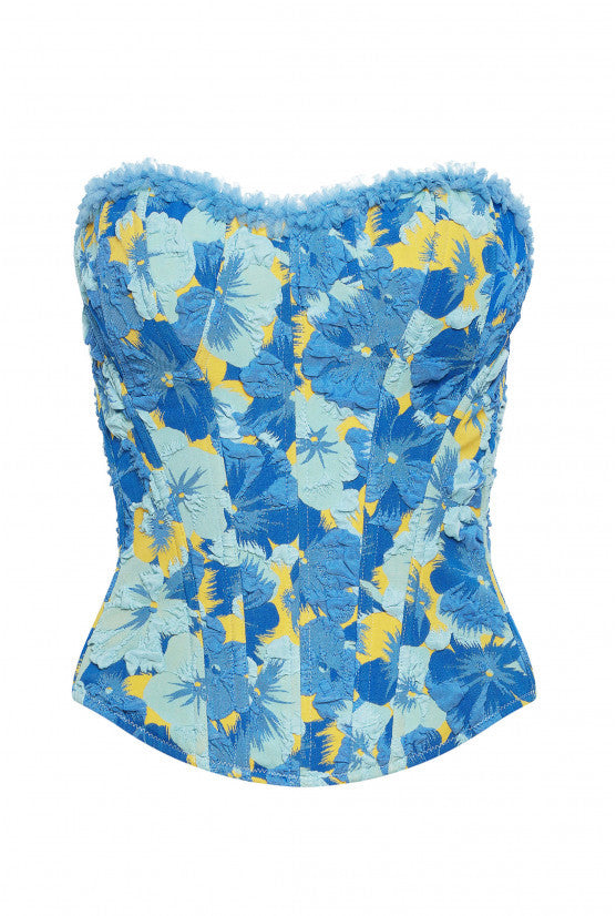 Corset bleu smock VICTORIA
