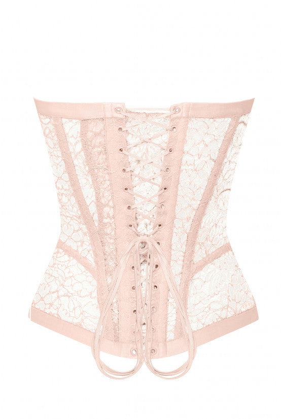 Corset blush dentelle chantilly MALIA
