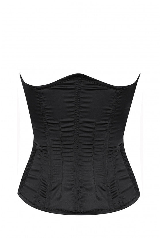 Corset sous poitrine satin noir APPIA5
