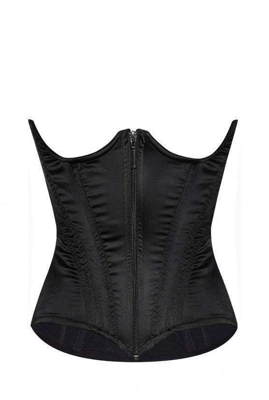 Corset sous poitrine satin noir APPIA5