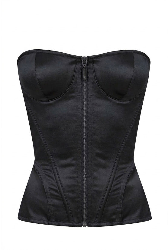 Corset noir satin AUREA