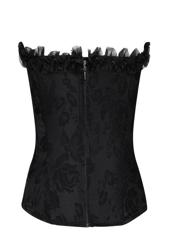 Corset noir satin broché DIVA