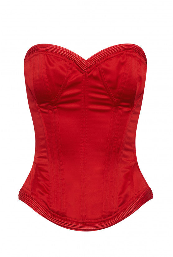 Corset rouge satin duchesse VICTORIA