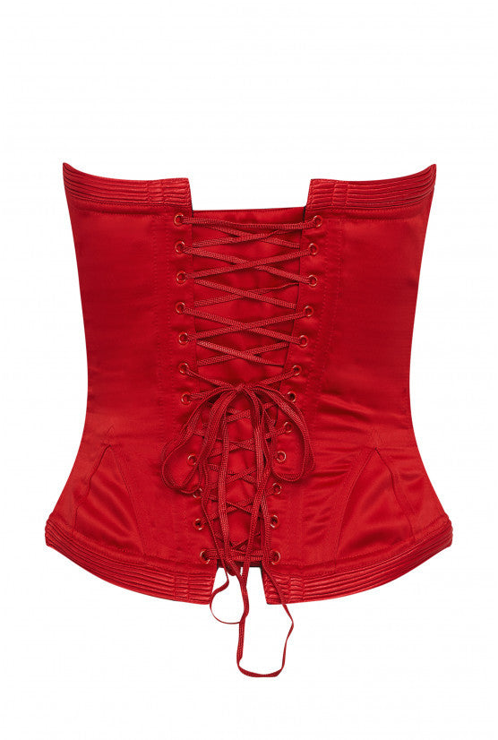 Corset rouge satin duchesse VICTORIA