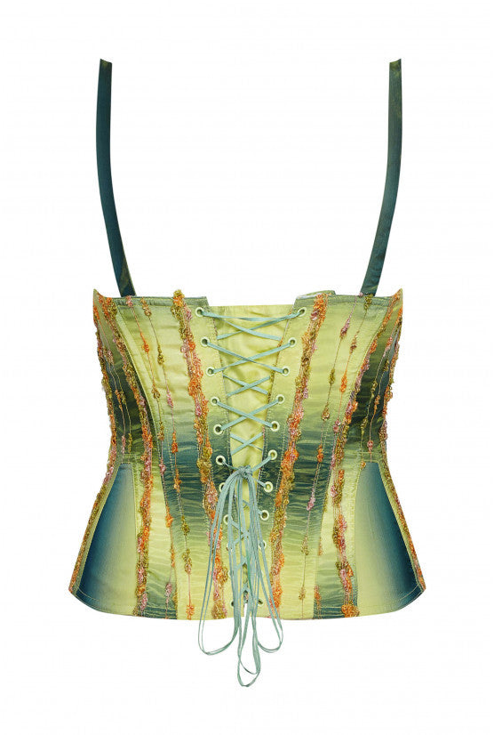 Corset vert broderie ASTRID