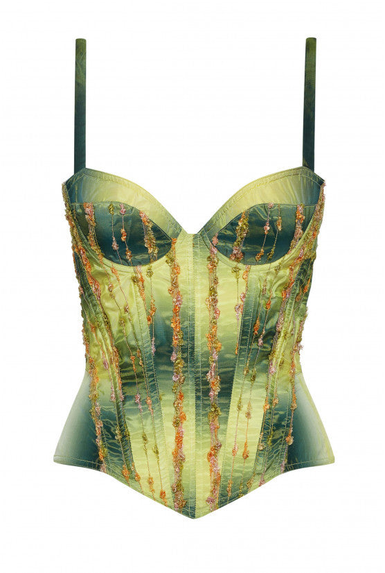 Corset vert broderie ASTRID