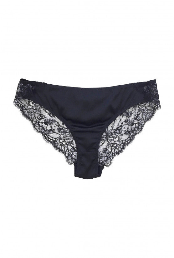 Culotte ELOISE dentelle et soie noire