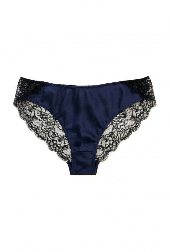Culotte ELOISE dentelle et soie bleue