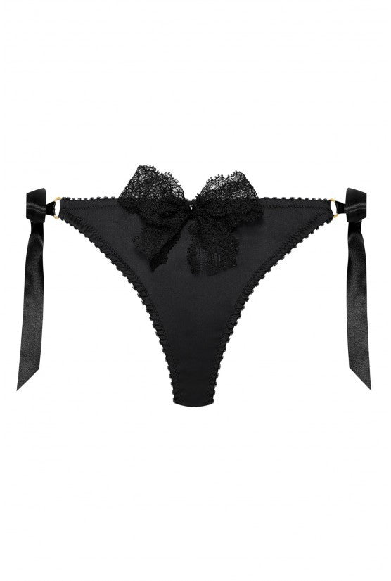 Culotte satin noir à noeuds GEISHA