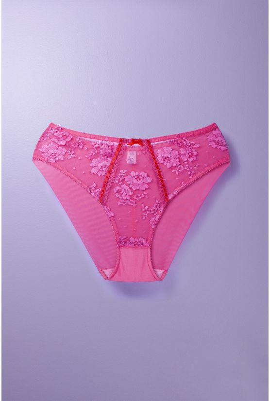 Culotte haute dentelle fuchsia