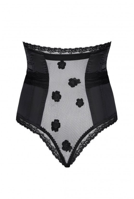 Culotte corsetée satin & tulle noir GILIAN