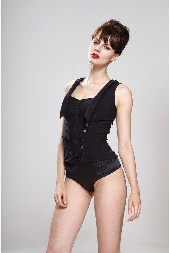 Culotte corsetée satin noir RACHEL
