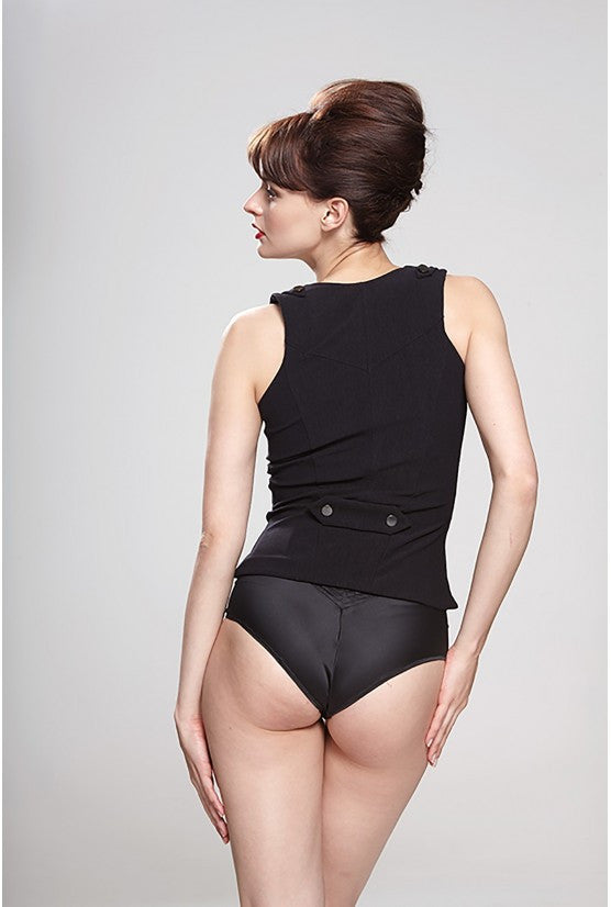 Culotte corsetée satin noir RACHEL