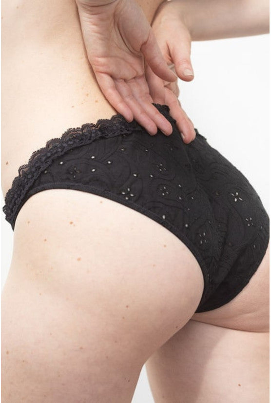 Culotte coton noire broderie anglaise MIMI