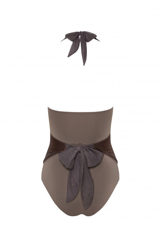 Maillot de bain taupe pigeonnant