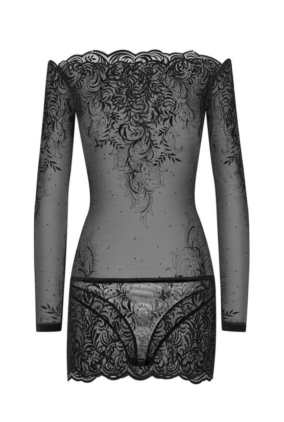 Mini robe ARABESQUE velours floqué noir
