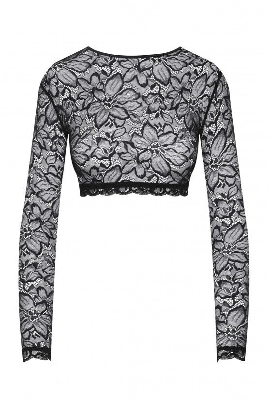 Crop top dentelle noire Carmen