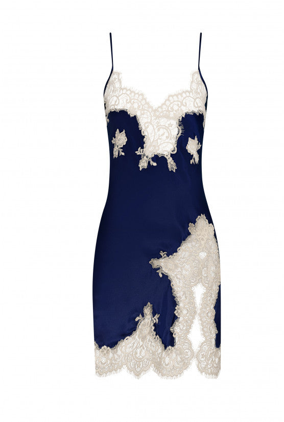 Nuisette soie bleue marine