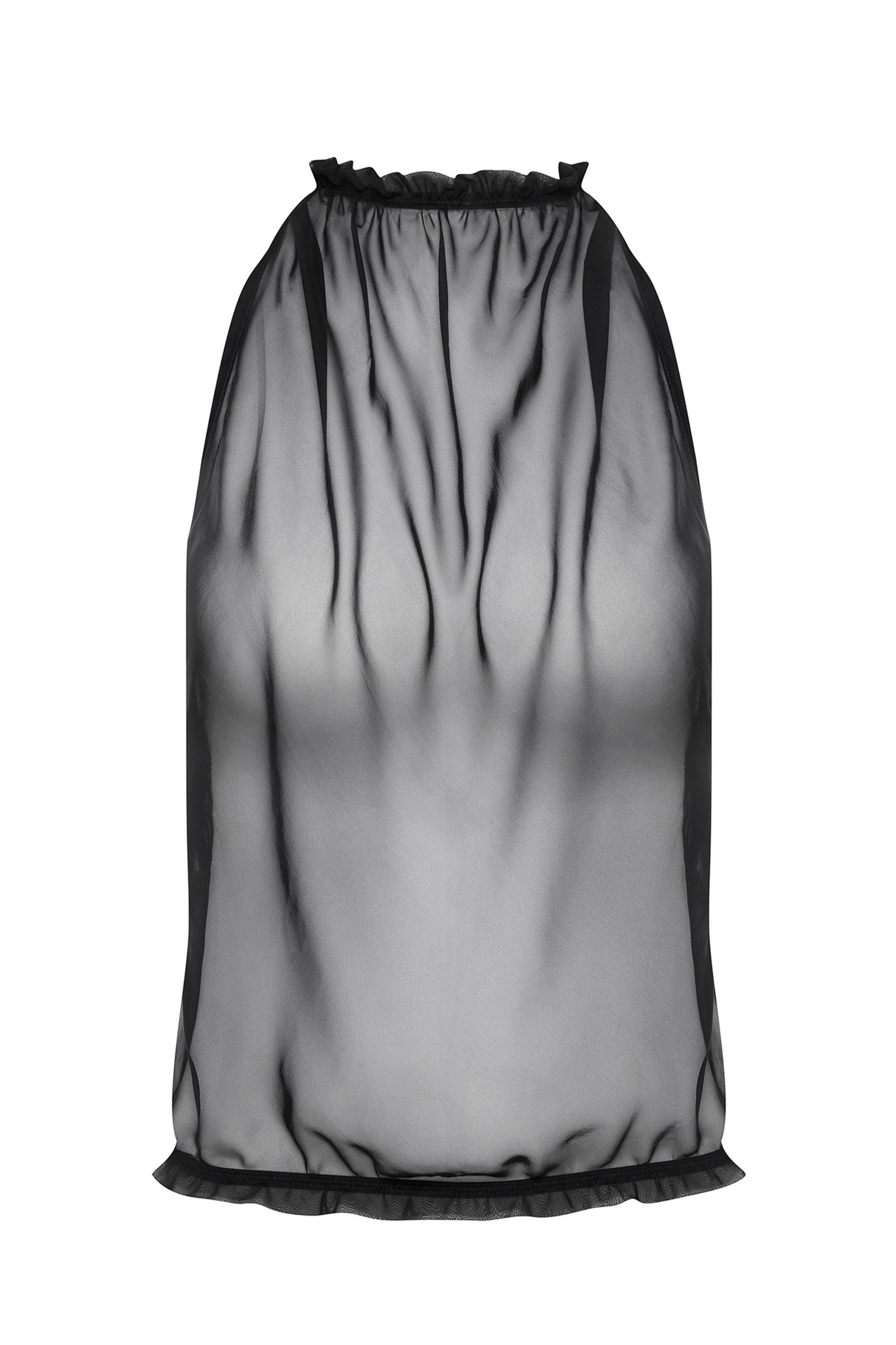 Top mousseline noire Dos nu