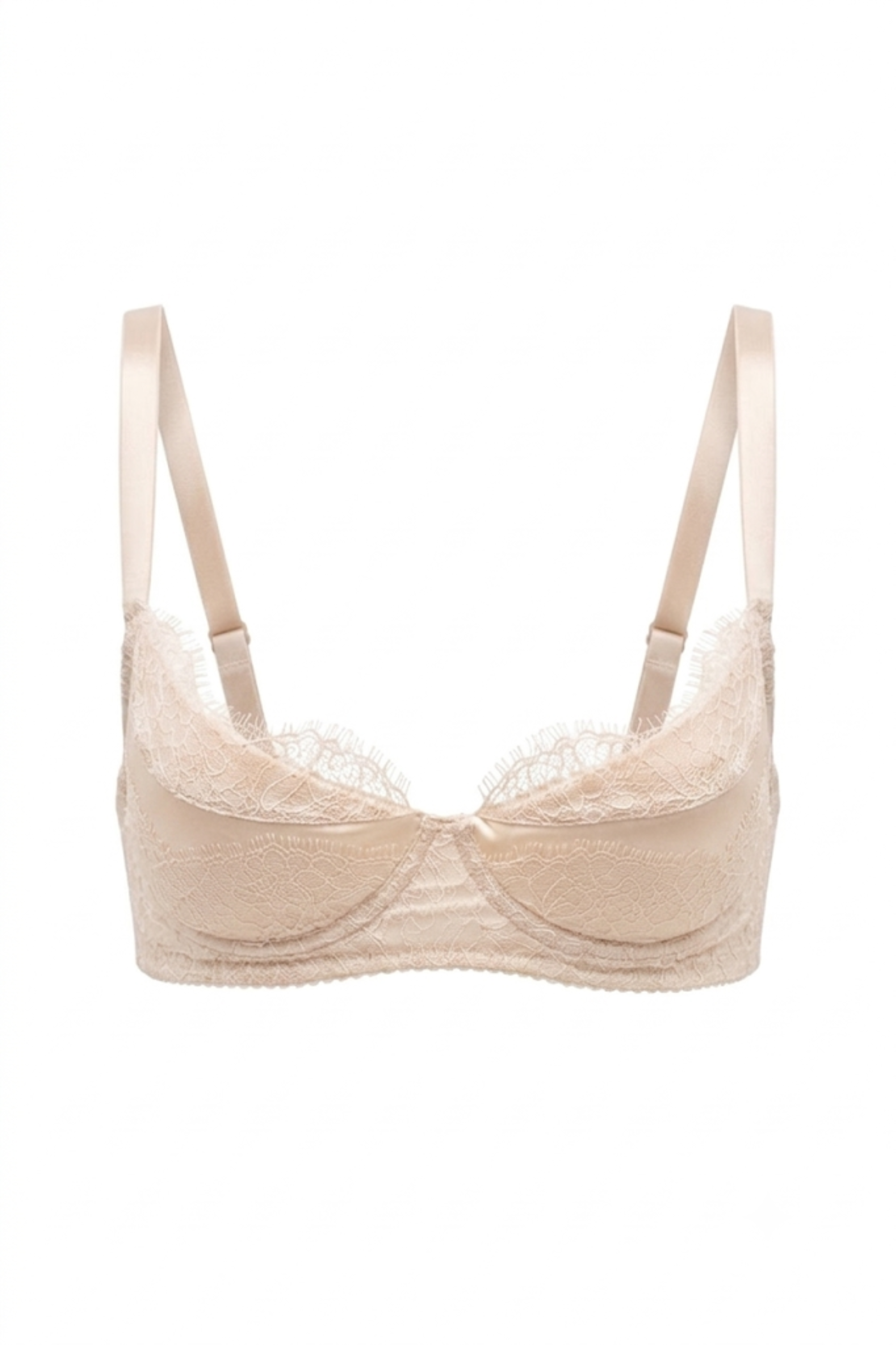 "Rama2" nude satin and lace push-up bra