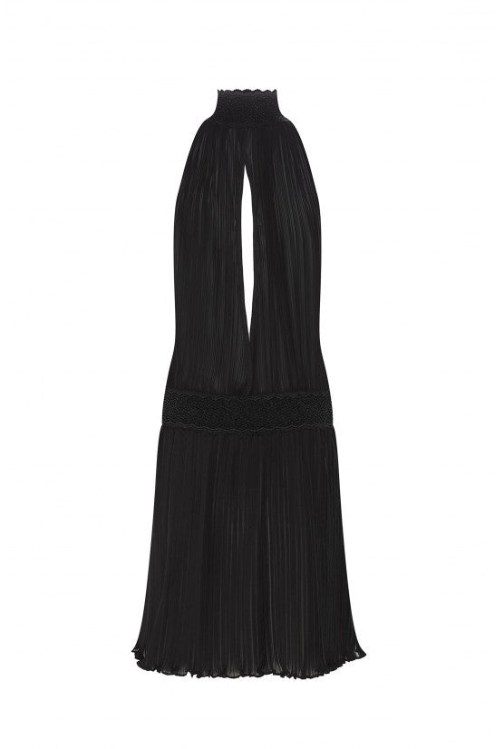 Robe ANGELA mousseline plissée noire