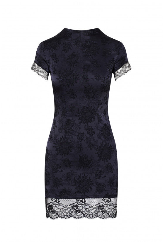 Robe en satin broché noir VIOLETTA