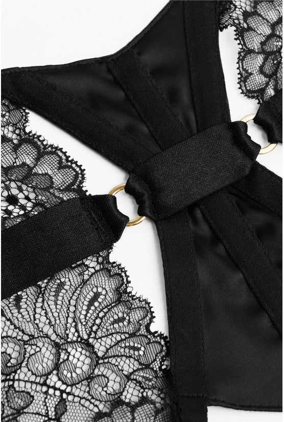 Porte-jaretelle dentelle et satin