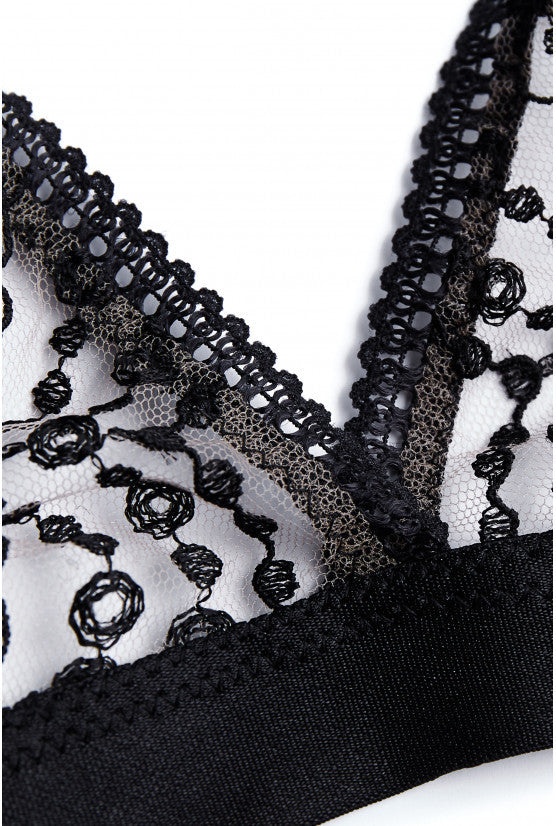 Soutien-gorge à nouer brodé arceau noir