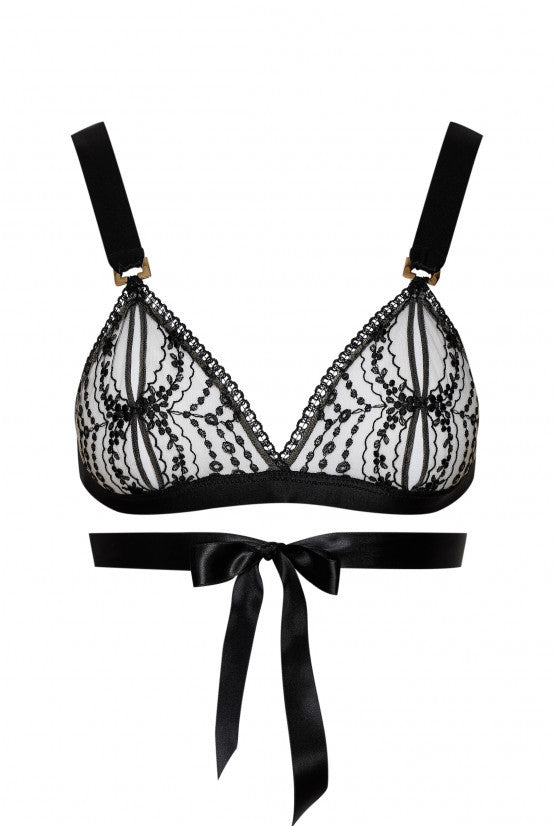 Soutien-gorge à nouer brodé arceau noir