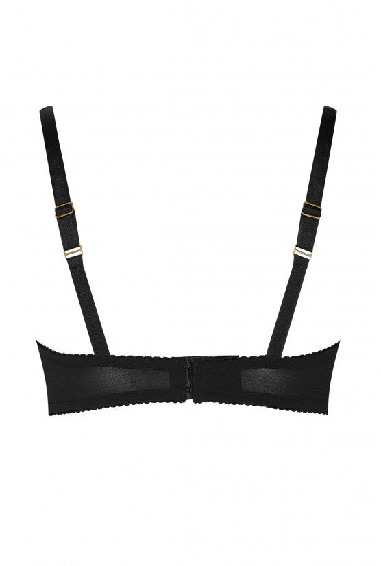 Soutien-gorge pigeonnant dentelle noire/beige "Rama"