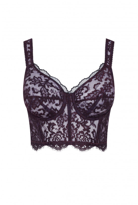 Plum lace strapless bra VOLGA