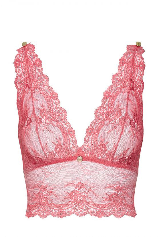 Soutien-gorge bustier sans armature dentelle rose GRACE