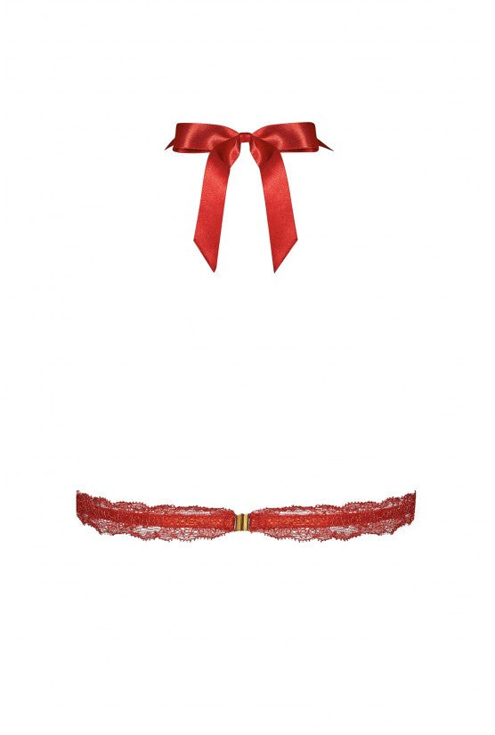 Soutien-gorge ouvert à perles rouges GEISHA