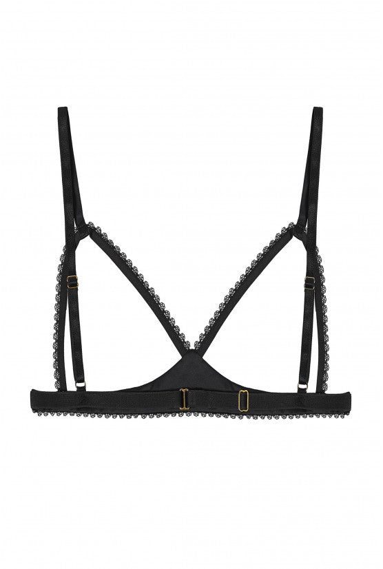 Soutien-gorge ouvert satin noir