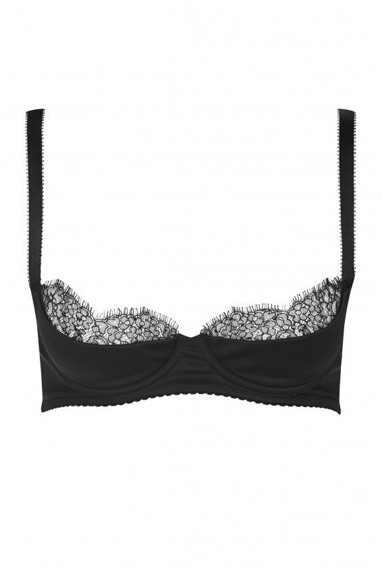 Soutien-gorge pigeonnant dentelle noire "Rama"