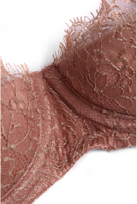 Soutien-gorge pigeonnant soie nude dorée "Rama"