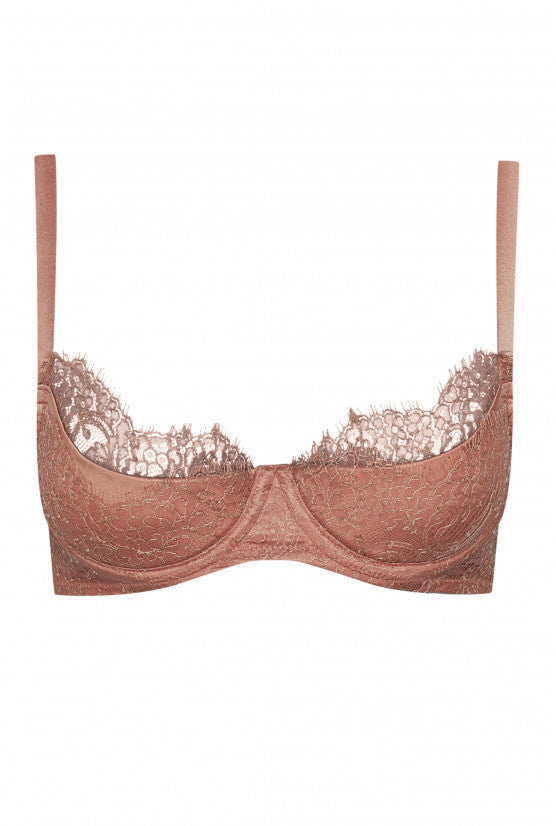 Soutien-gorge pigeonnant soie nude dorée "Rama"