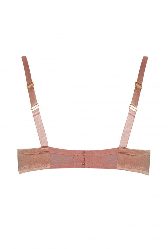 Soutien-gorge pigeonnant soie nude dorée "Rama"