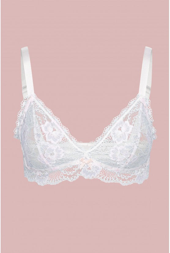Soutien-gorge sans armature dentelle blanche  ALEXIA