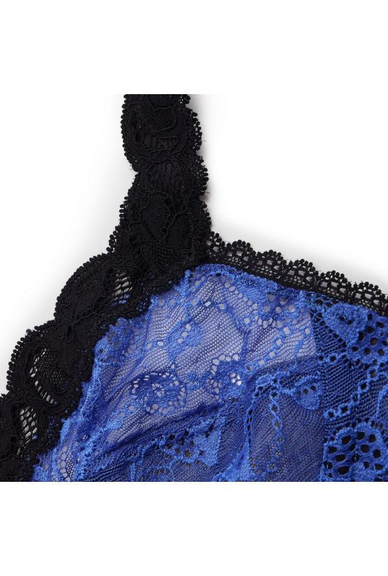 Soutien-gorge sans armature dentelle bleue LOLA