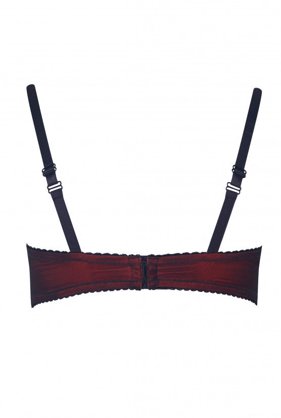 Soutien-gorge RAMA satin rouge dentelle Chantilly noire