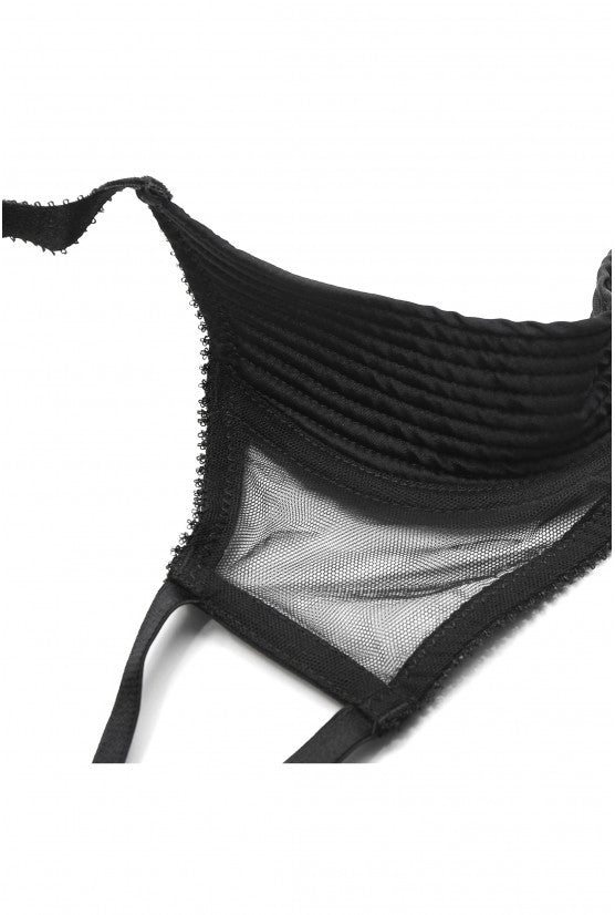 Soutien-gorge sein nu satin noir à nouer