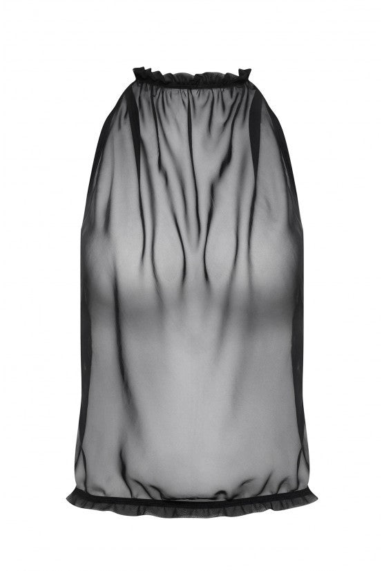 Top mousseline noire Dos nu